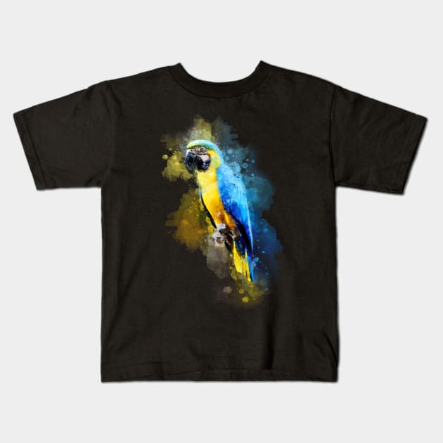 Parrot watercolor Kids T-Shirt by Theurgy